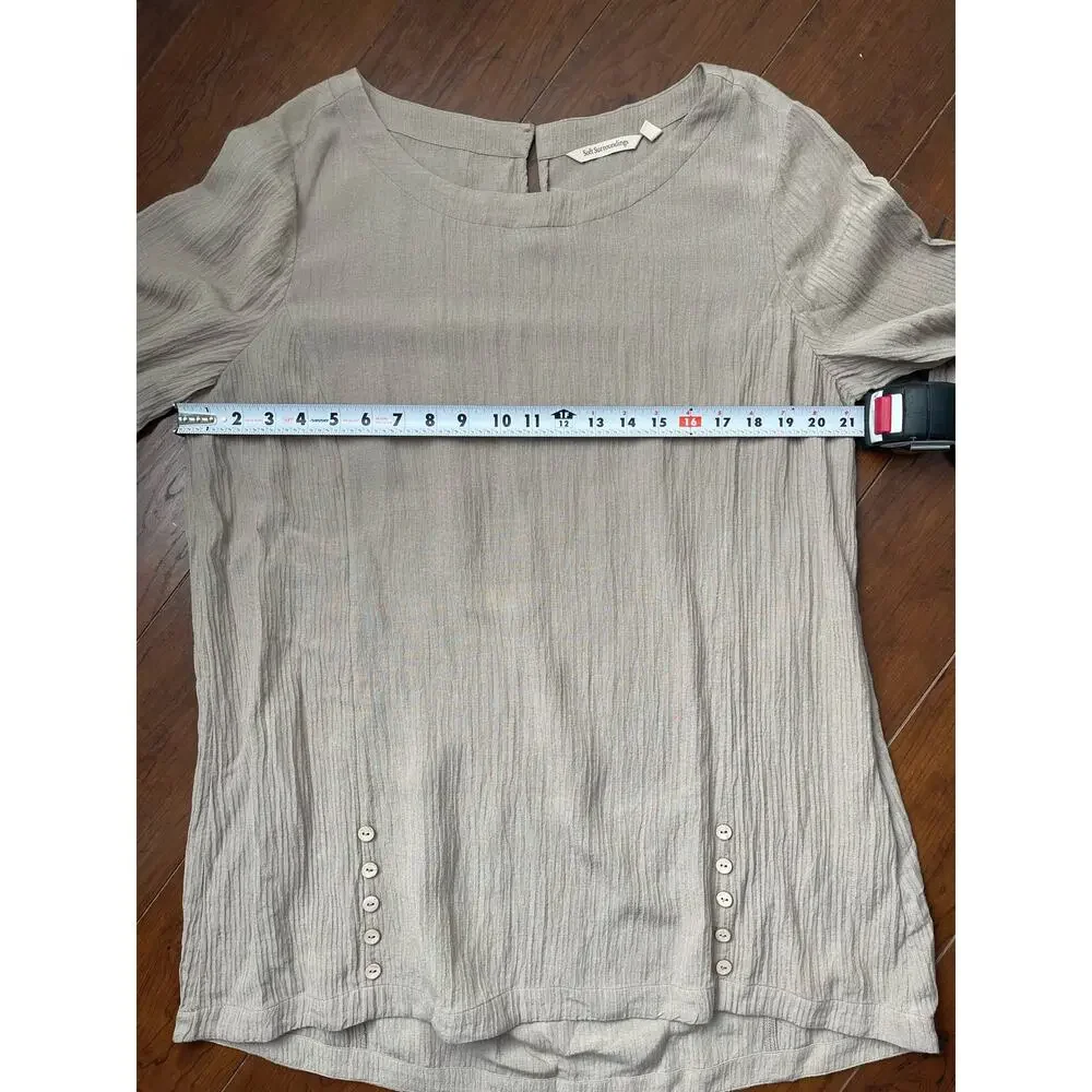 Soft Surroundings Oceo Gauze Tunic Top Pebble Taupe Button Detail Size Large - Picture 6 of 10